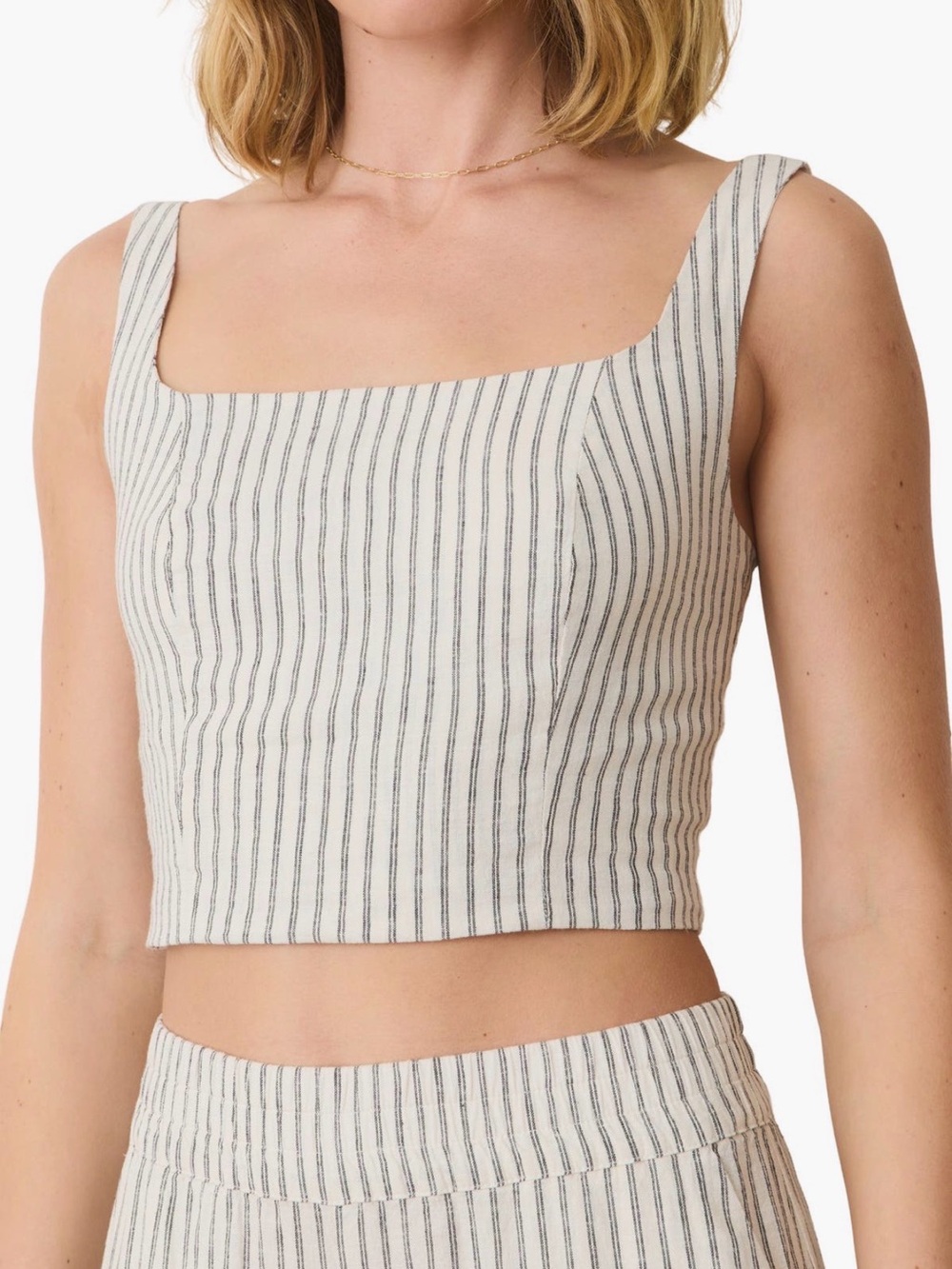 Striped Square-Neck Cropped Tank Top : Marine Layer Zoe Stripe Hemp Blend Cami